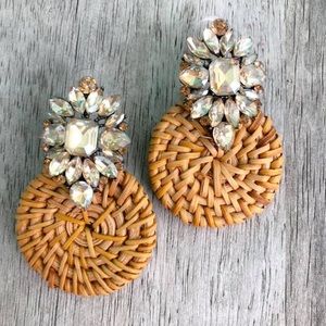 Jeweled wicker earring
